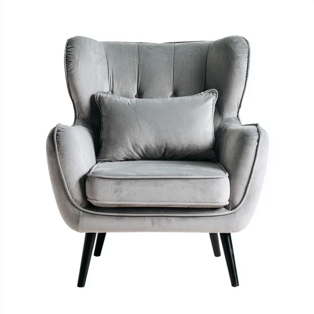 Sessel Samt 75x85x90 cm – Hellgrau – Modernes Design