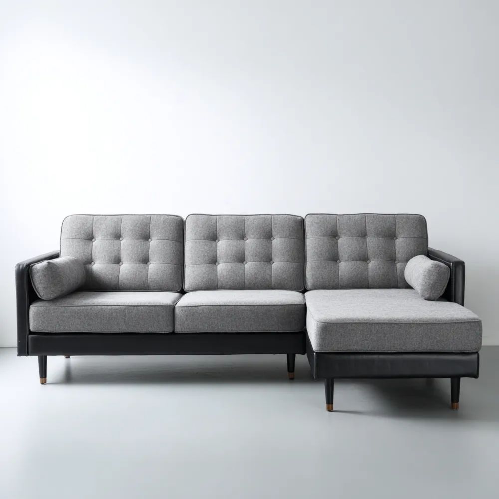 Ecksofa Stoff 200x85x90 cm – Hellgrau/Dunkelgrau – Modernes Design