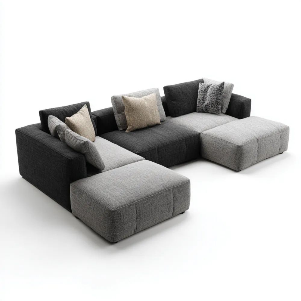 Ecksofa Stoffgepolstert 300x200x80 cm – Dunkelgrau/Hellgrau – Modernes Design