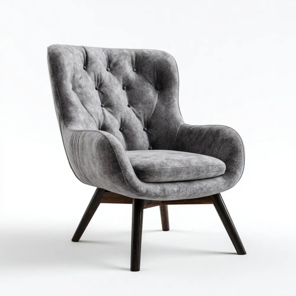 Skandinavischer Sessel mit Samtpolsterung 85x75x90 cm - Grau