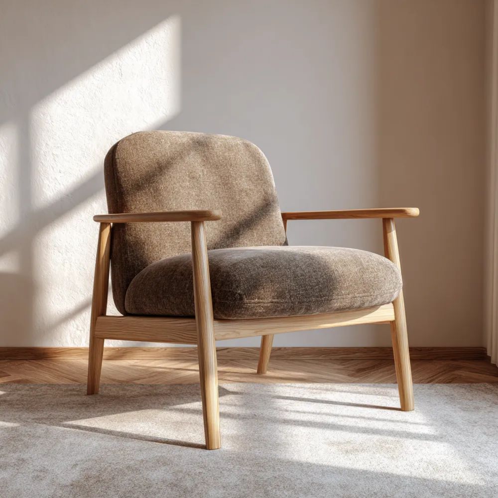 Polstersessel 78x85x80 cm Holzgestell – Braun – Skandinavisches Design