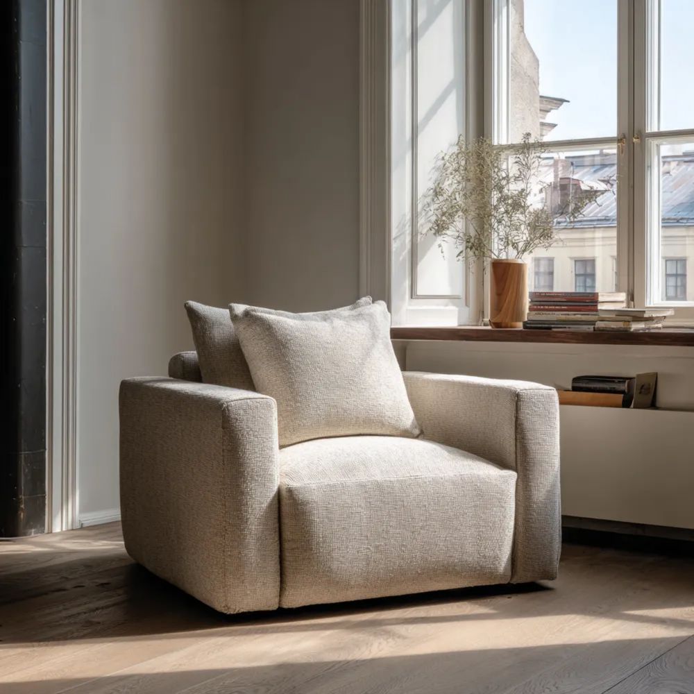 Moderner Sessel mit Stoffpolsterung 85x90x75 cm – Beige