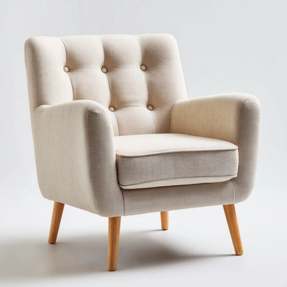 Sessel Leinenoptik 85x85x75 cm – Beige – Skandinavisches Design