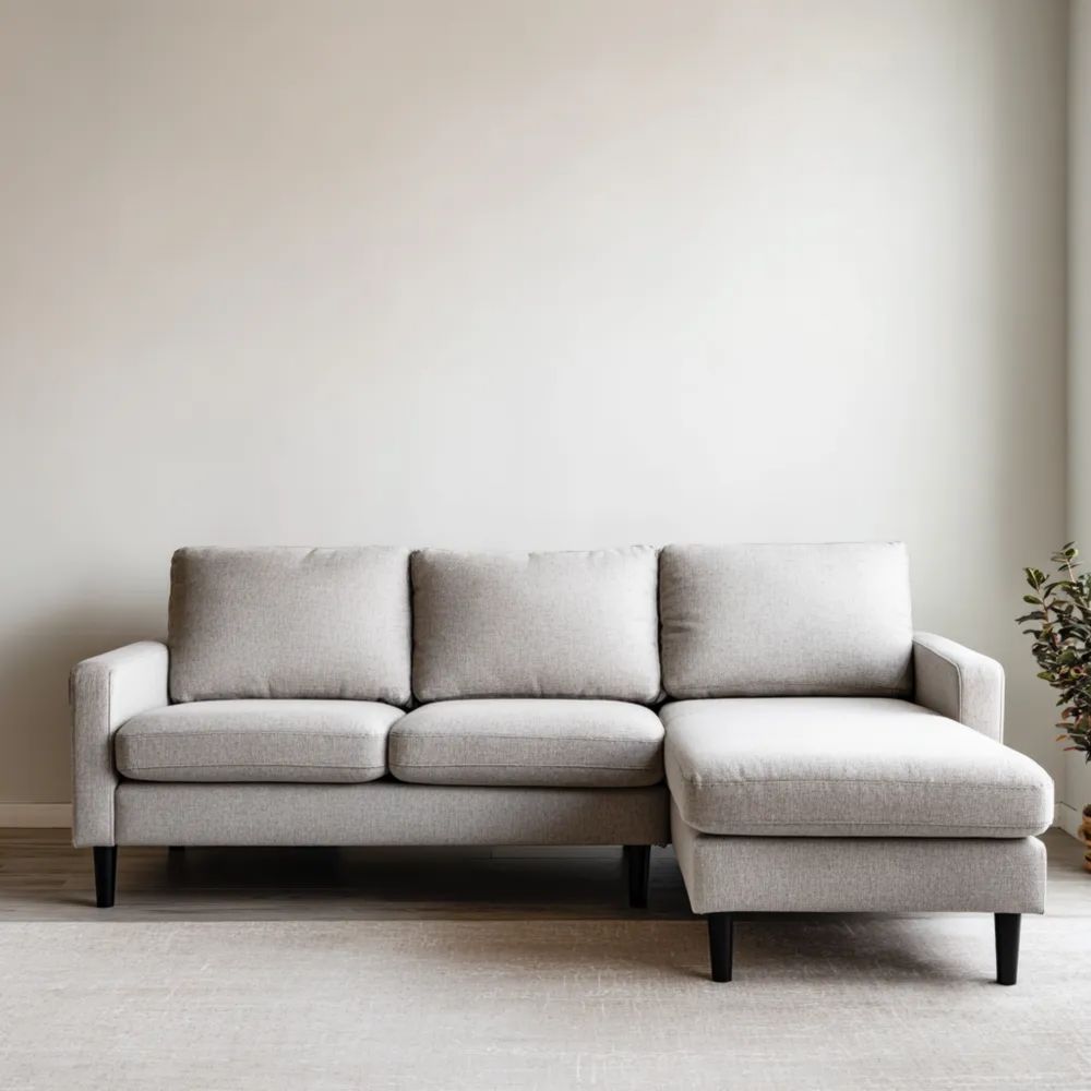Ecksofa Stoff 250x150x85 cm – Hellgrau – Modernes Design