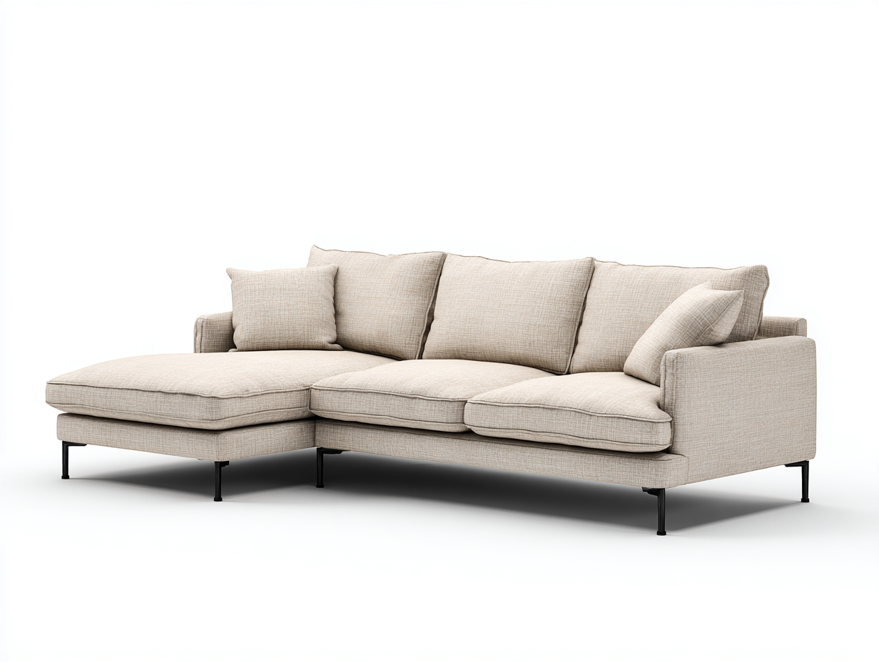 Canapé d'angle tissu 250x165x85 cm beige naturel style contemporain-Cottalab