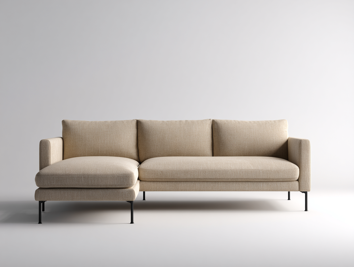 Canapé d'angle en tissu 260x160x85 cm - Revêtement textile beige - Design contemporain-Cottalab