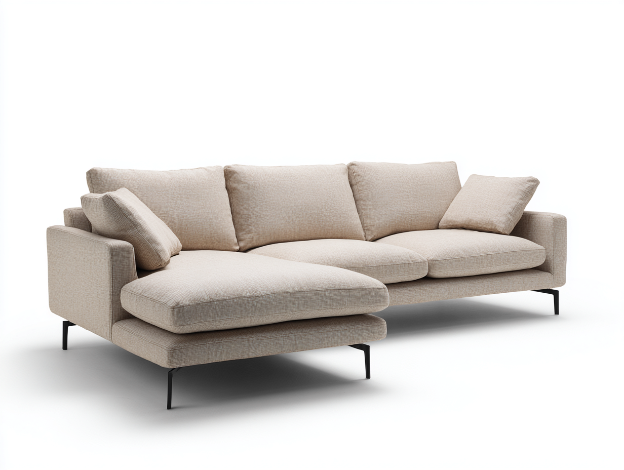 Canapé d'angle tissu 260x170x85 cm - Revêtement textile beige - Style contemporain-Cottalab