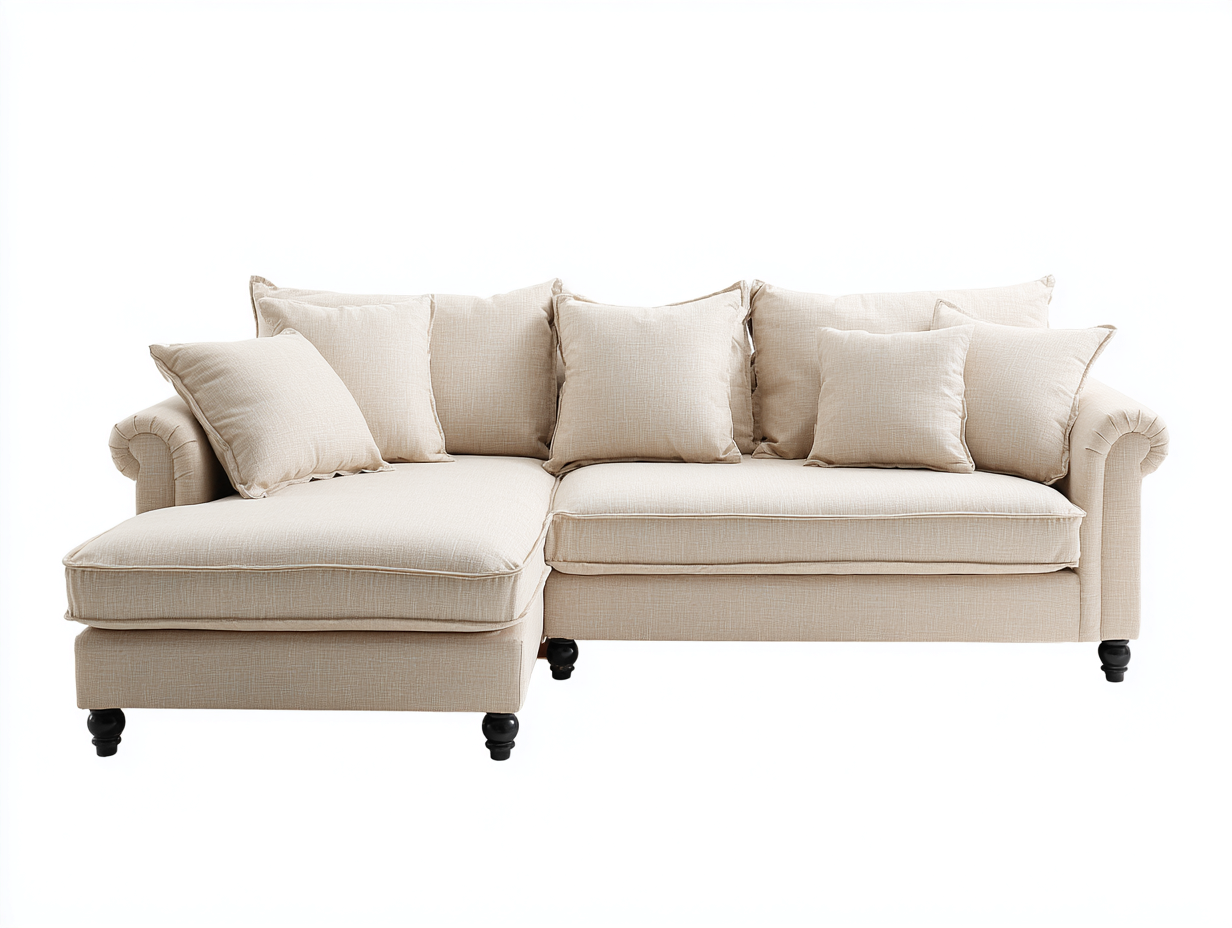 Canapé d'angle en tissu 265x165x85 cm - beige - confort contemporain-Cottalab