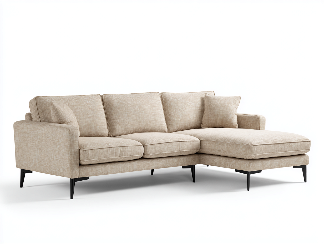 Canapé d'angle en tissu beige 285x170x84 cm - style contemporain pour salon-Cottalab