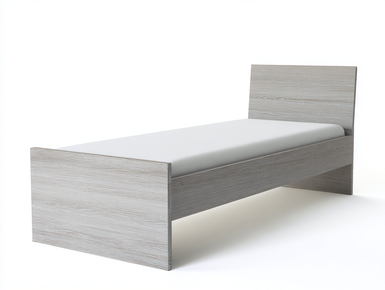 Lit simple panneau décor bois clair 190x90x75 cm - Design épuré - Chambre enfant ou adulte-Cottalab