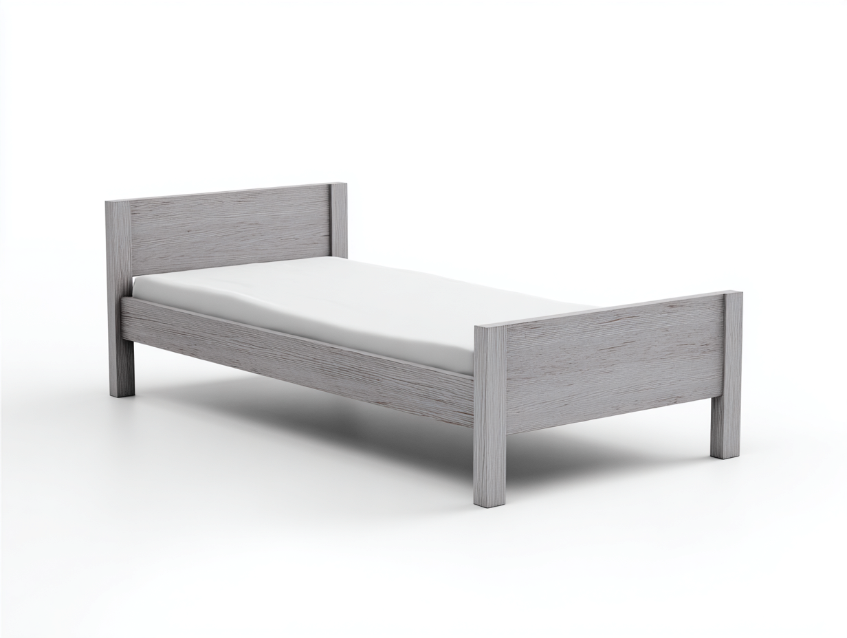 Lit simple en bois 190x90x85 cm - Finition gris clair - Design contemporain-Cottalab
