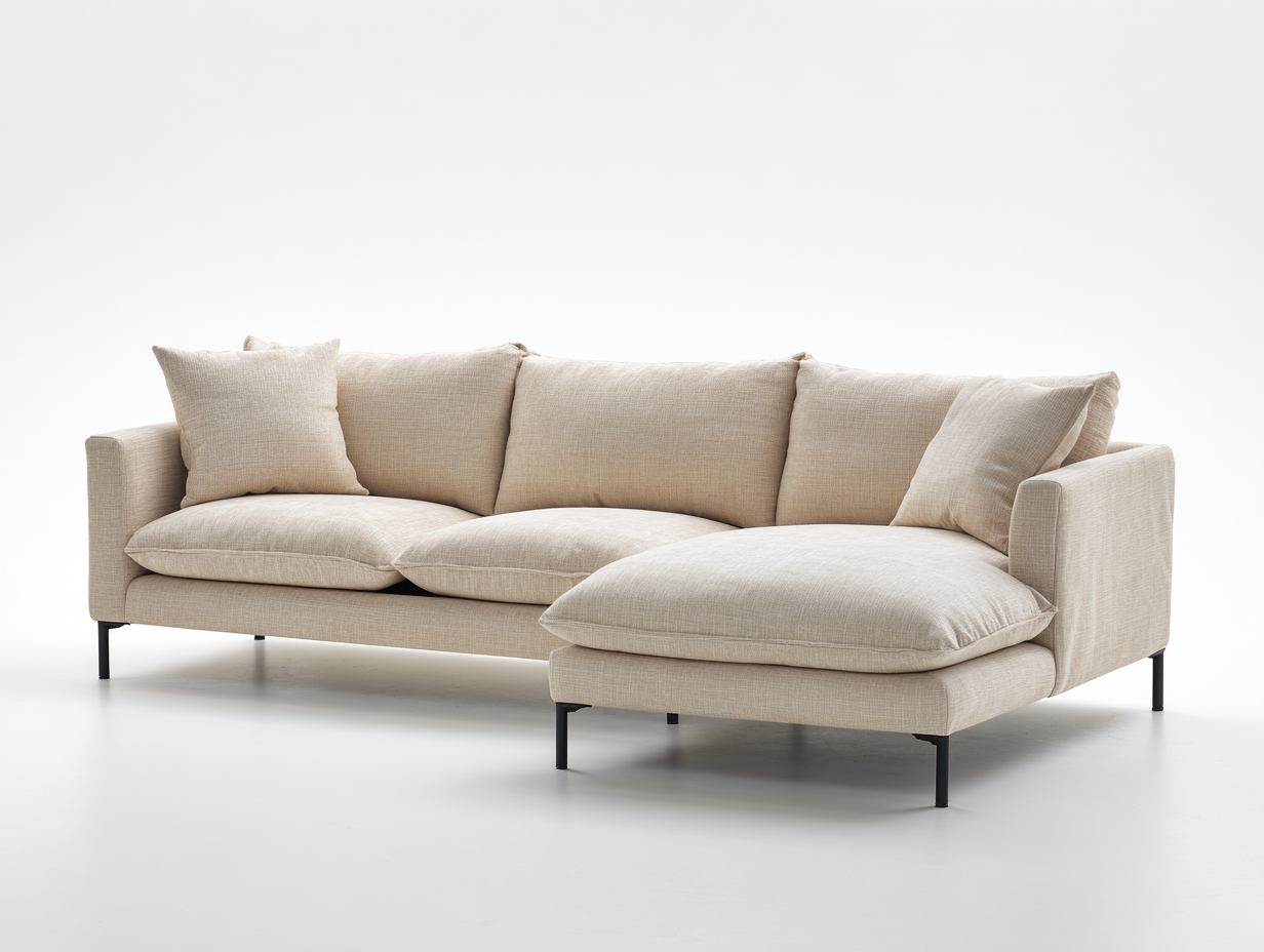 Canapé d'angle en tissu 270x170x85 cm - beige - design contemporain-Cottalab