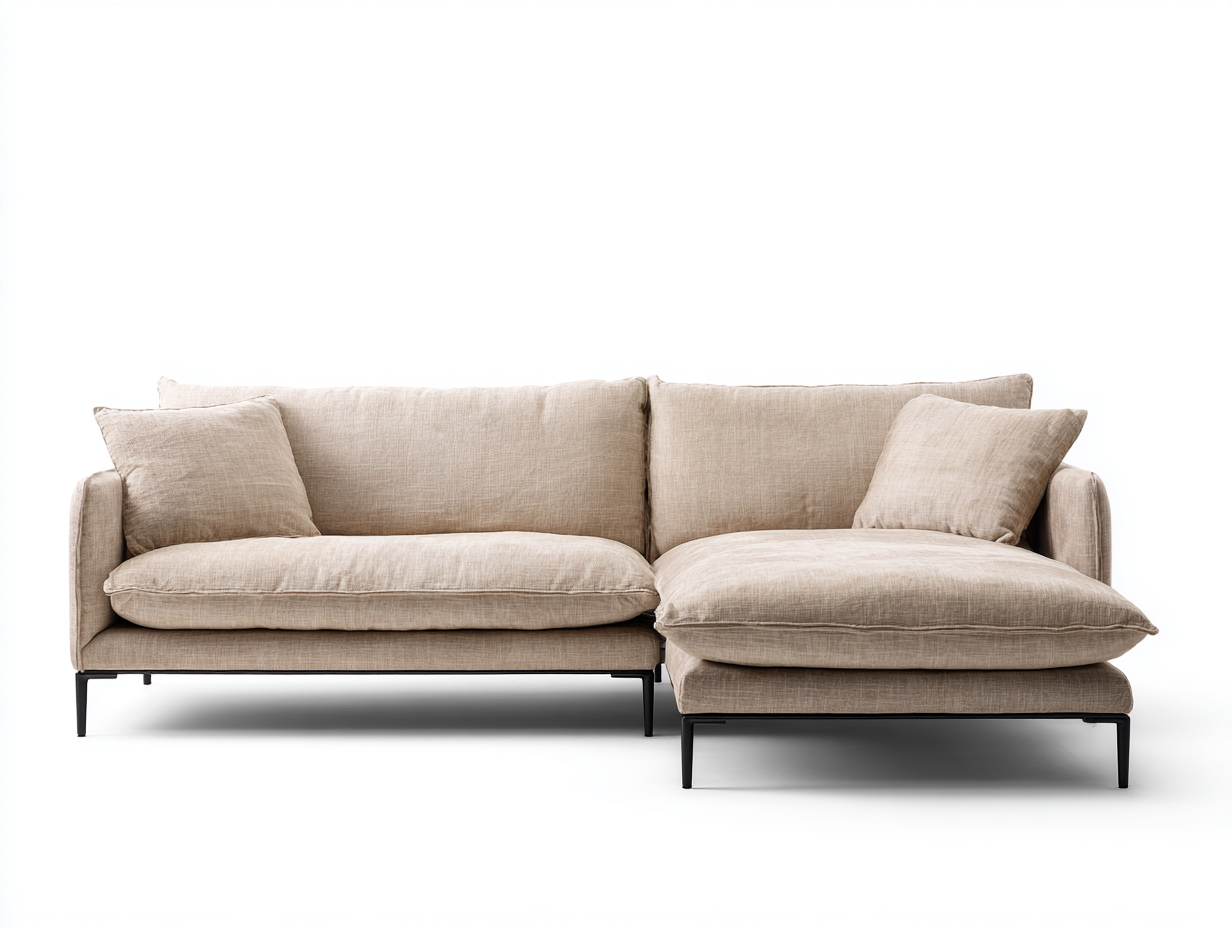 Canapé d'angle en tissu beige 275x165x82 cm - design moderne pour salon-Cottalab