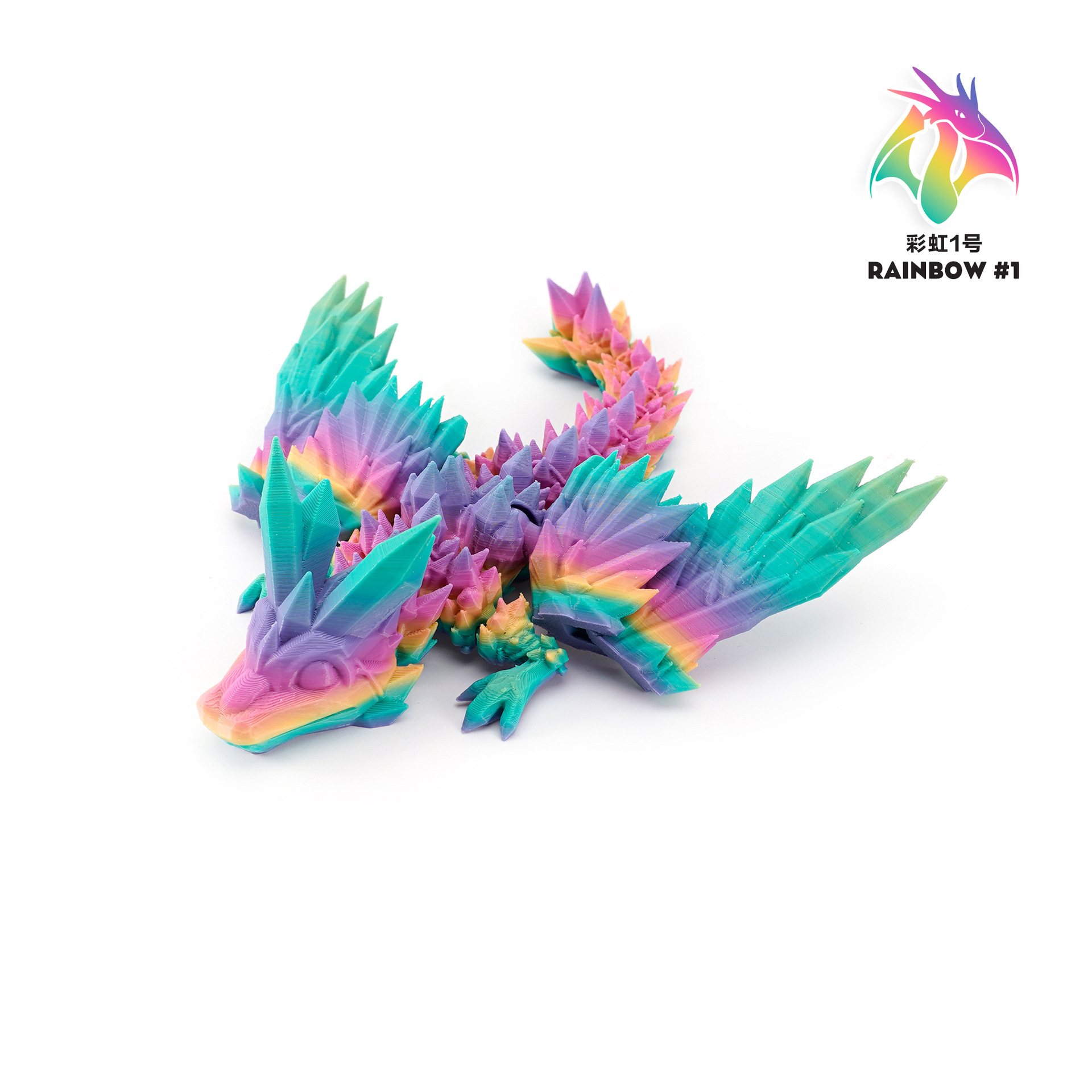 3D Printed Rainbow Dragon Toy – PLA Plastic Figurine, 4 Sizes & 9 Colors Available, Collectible Desktop Decor