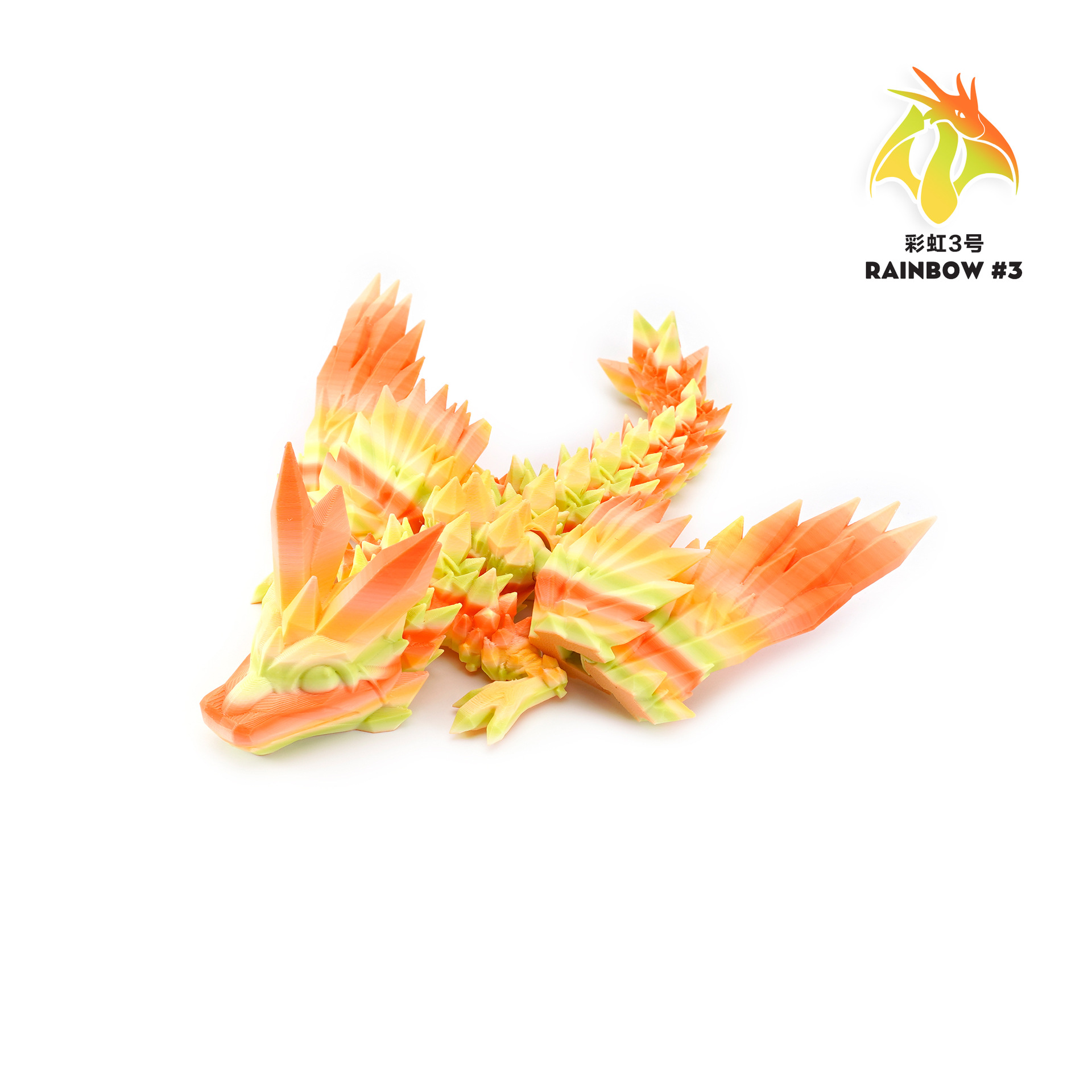 3D Printed Rainbow Dragon Toy – PLA Plastic Figurine, 4 Sizes & 9 Colors Available, Collectible Desktop Decor