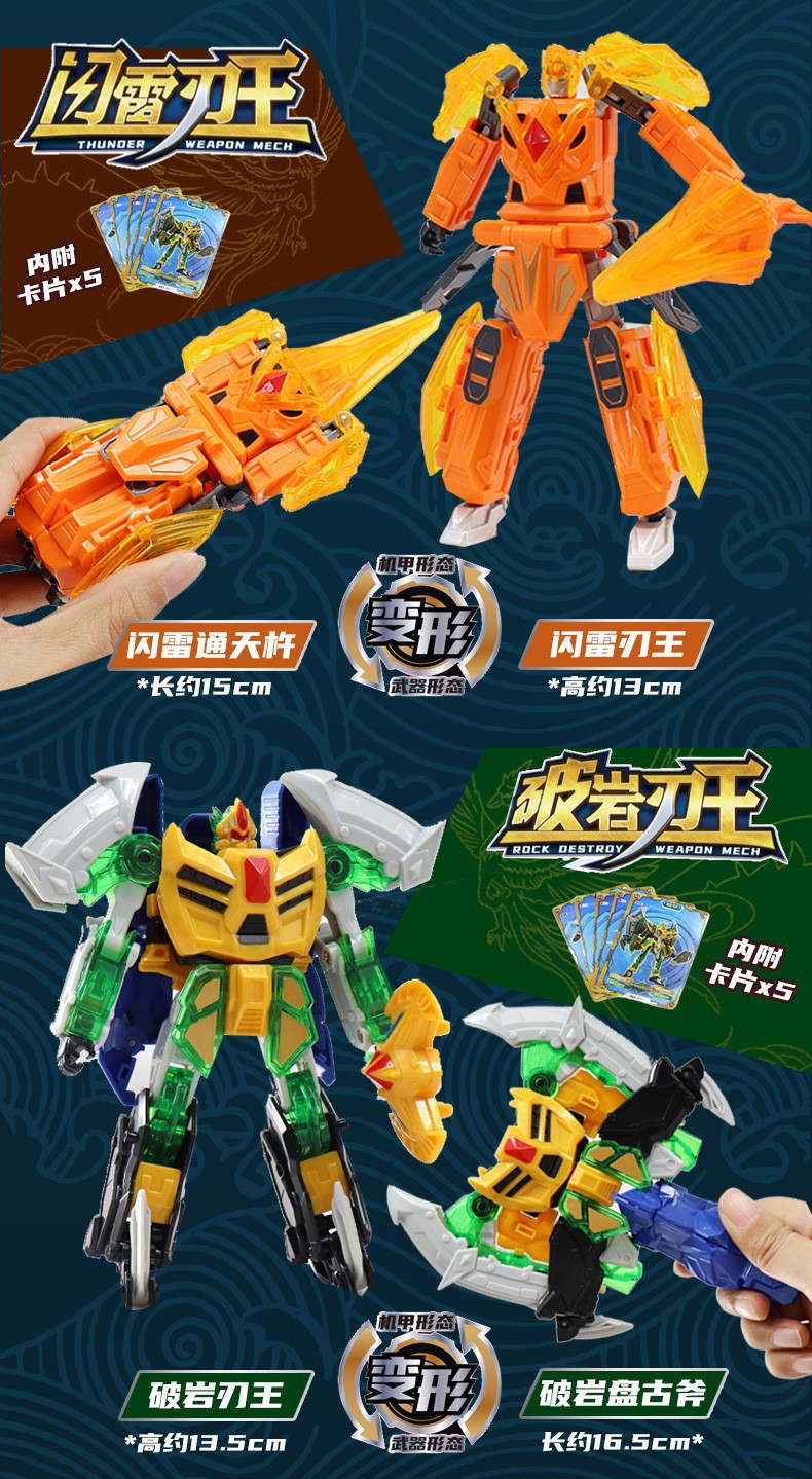 Dragon Force EVO 5-in-1 Mech Warrior Set – Each Robot Transforms into Weapon Mode, Combine to Form Super Robot, Collectible Action Figures