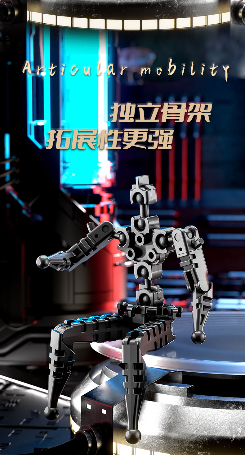 Articulated Mechanical Action Figure Kit – DIY Building Model with Magnetic Feet, Multi-Joint Skeleton, 4 Colors Available