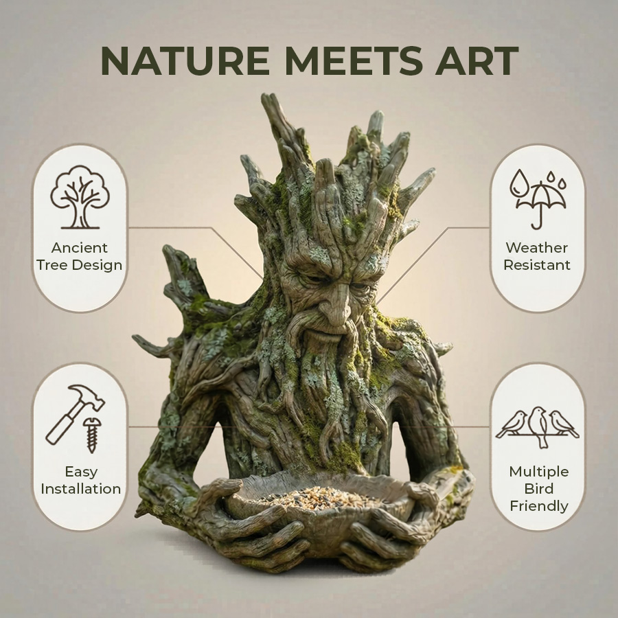 The Quiet Offering A Tree-Integrated Bird Feeding Sculpture