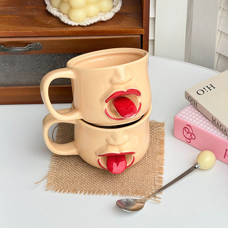 🔥50%OFF🔥Quirky abstract tongue ceramic mug Infuse every sip of coffee with artistry and fun