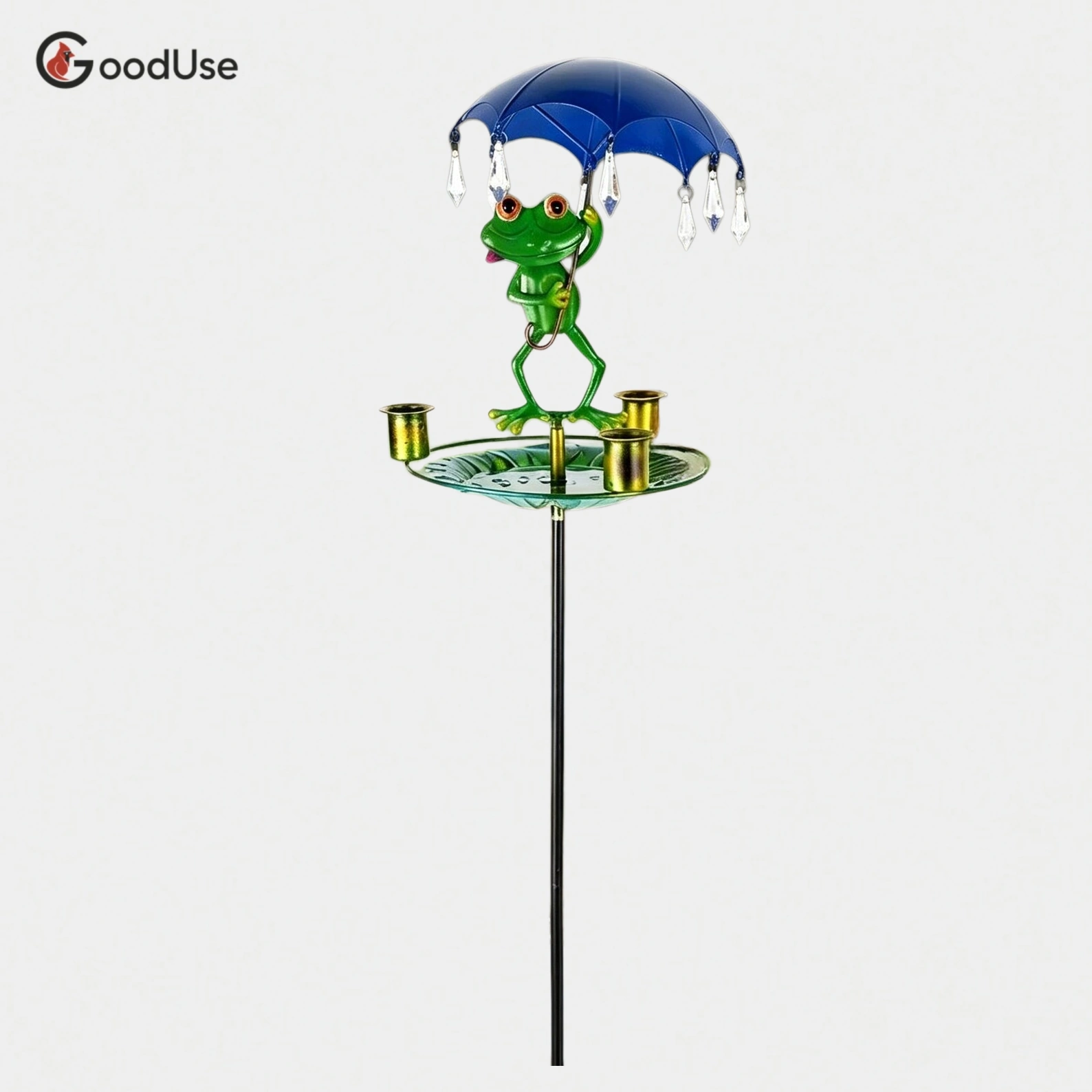 Frog Umbrella Garden Stake Bird Feeder & Bath