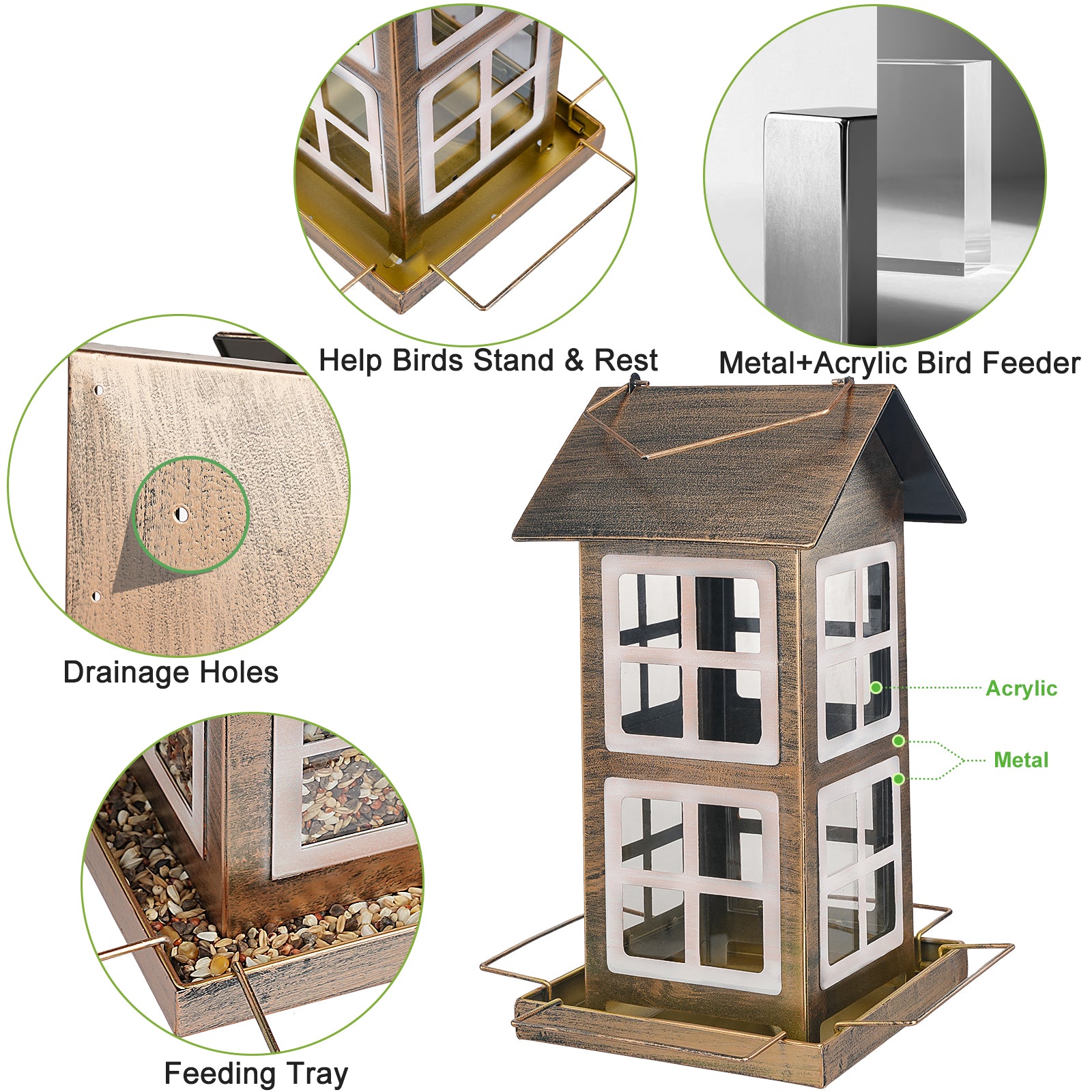 6lb Double-layered Metal Bird Feeder