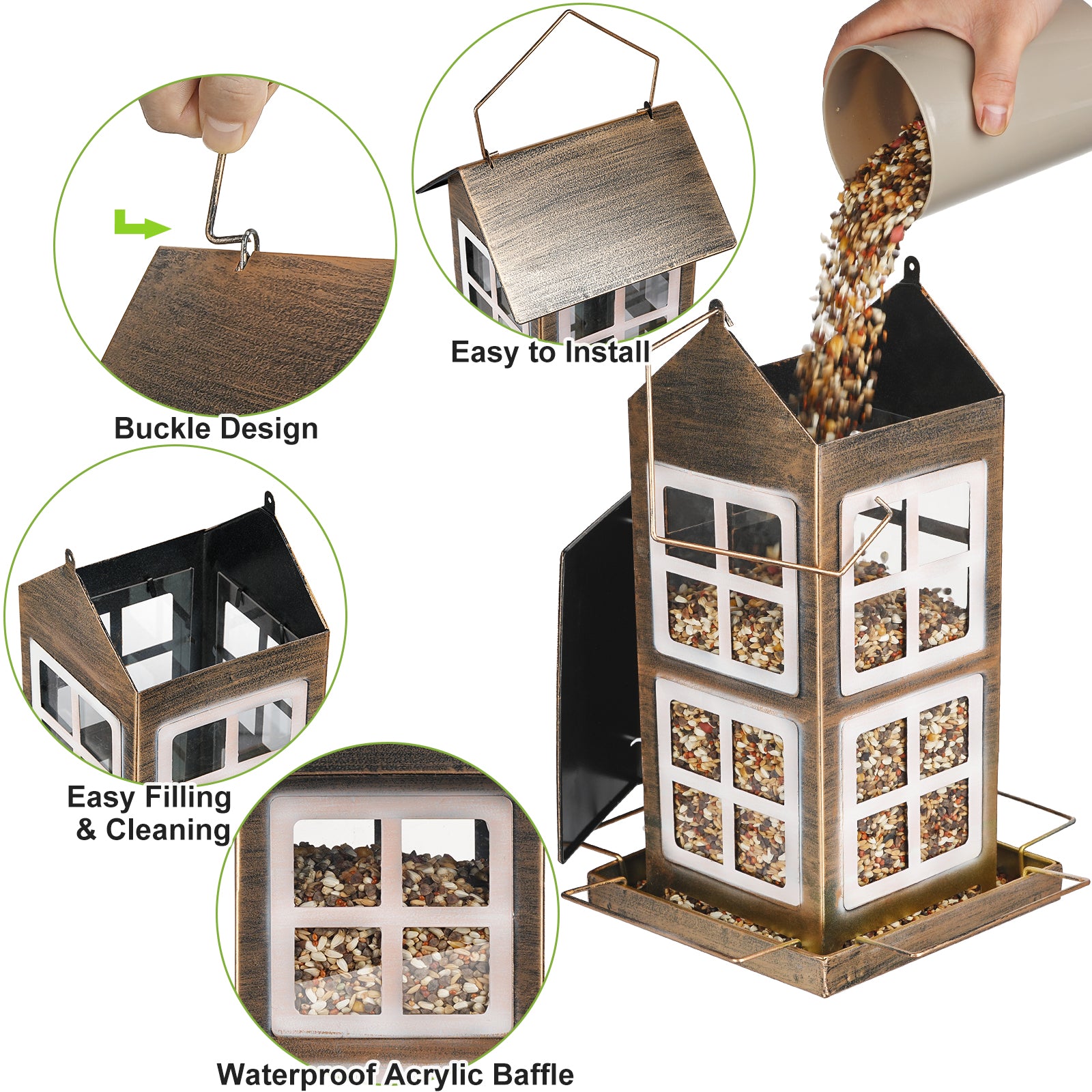 6lb Double-layered Metal Bird Feeder
