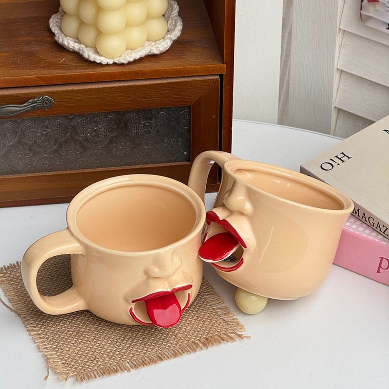 🔥50%OFF🔥Quirky abstract tongue ceramic mug Infuse every sip of coffee with artistry and fun
