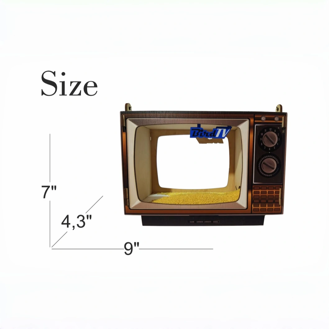 Vintage TV-Shaped Wooden Bird Feeder