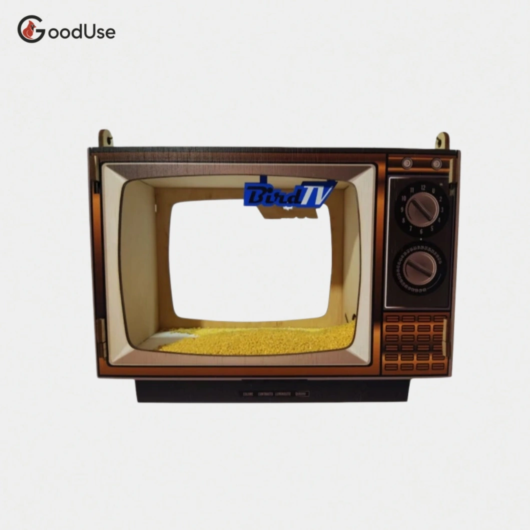 Vintage TV-Shaped Wooden Bird Feeder