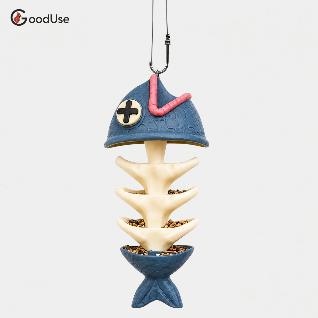 Creative Fish Skeleton Hanging Bird Feeder