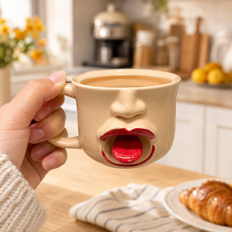 🔥50%OFF🔥Quirky abstract tongue ceramic mug Infuse every sip of coffee with artistry and fun