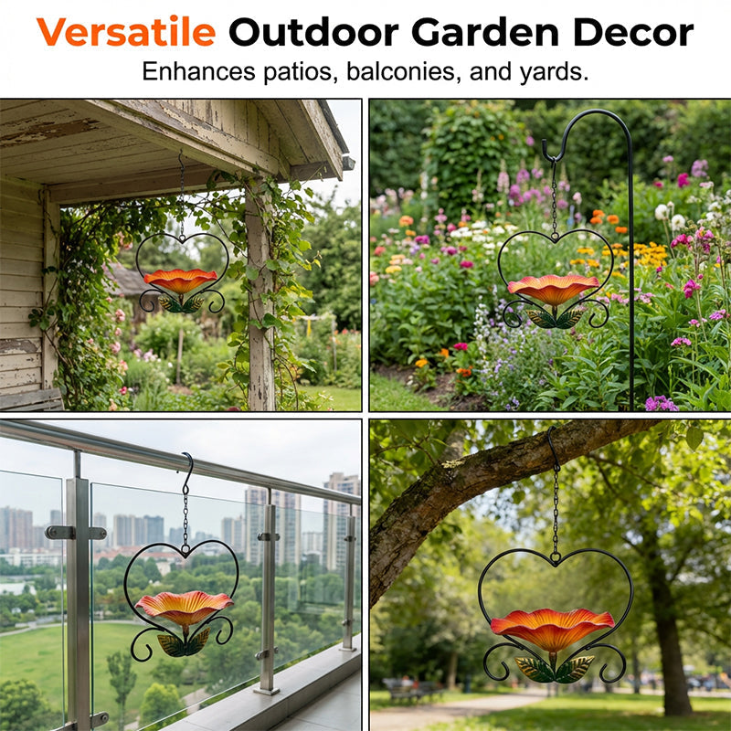 💖🐦 Heart-Shaped Bird Feeder – Floral, Hanging,Perfect for Backyard or Balcony  2🏡