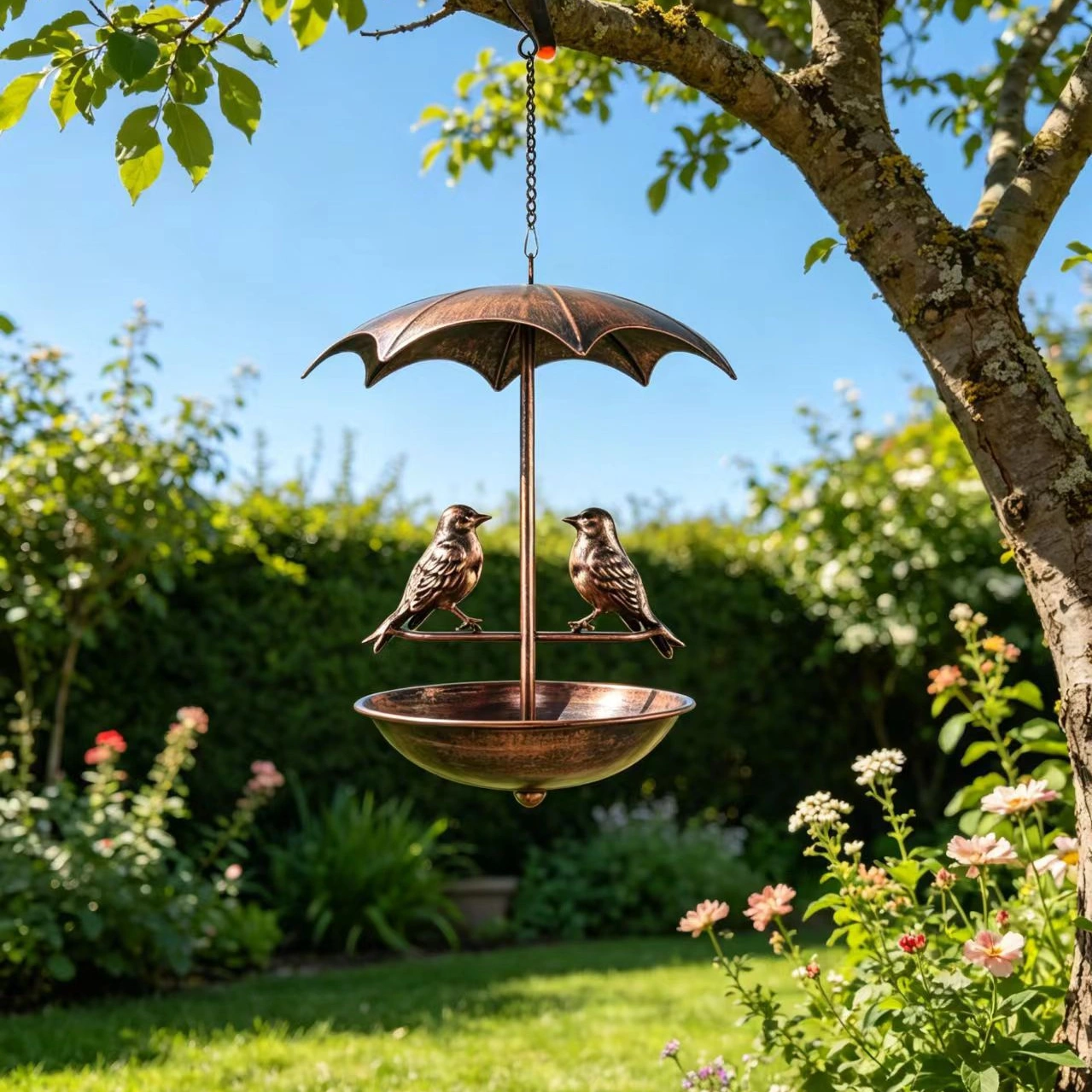 Vintage Umbrella Hanging Bird Feeder with Rain Cover