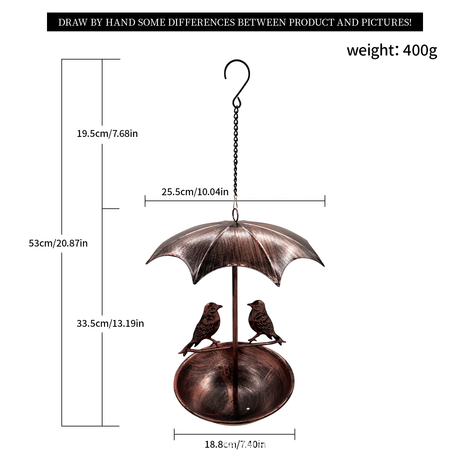 Vintage Umbrella Hanging Bird Feeder with Rain Cover