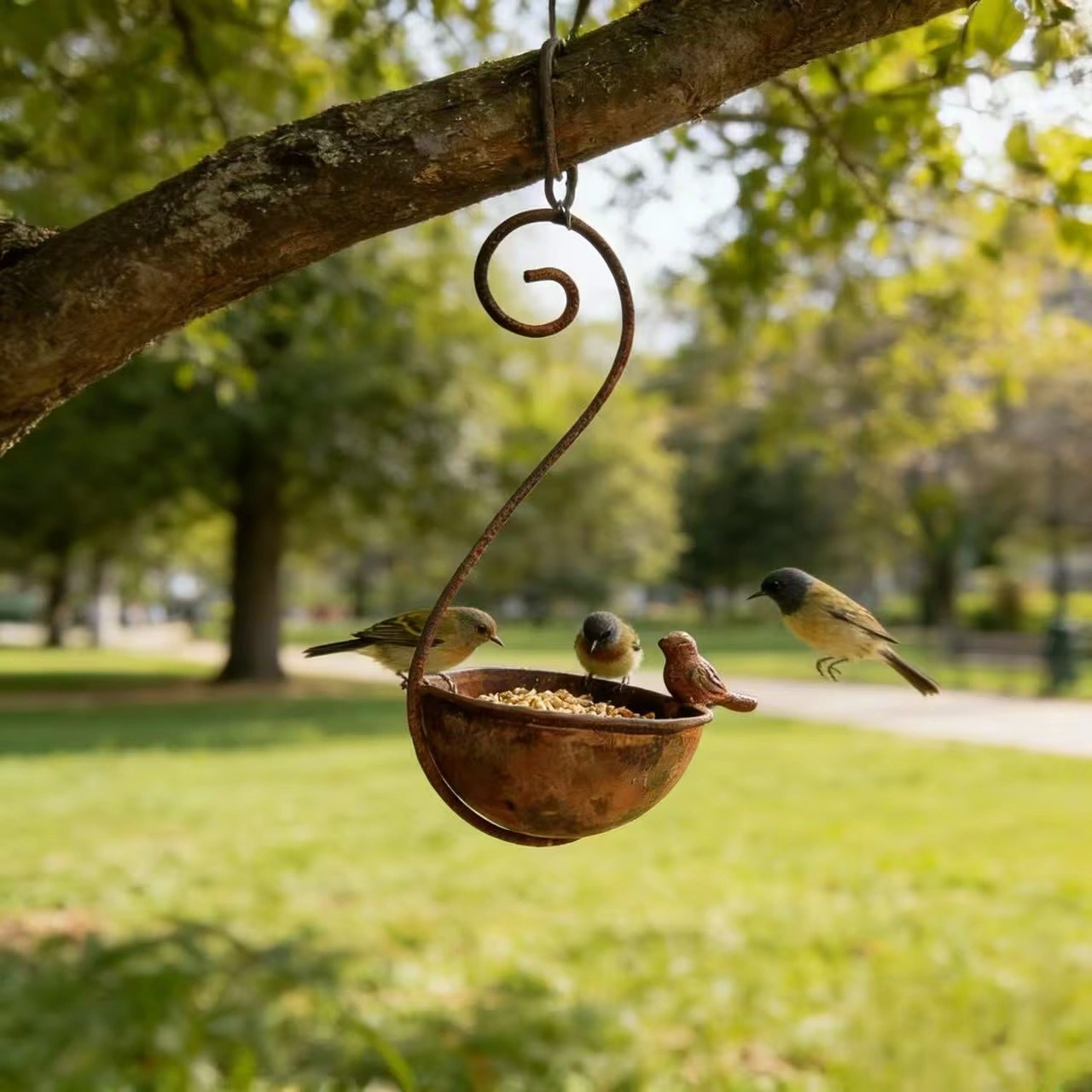 Vintage Curved Hanging Bird Feeder