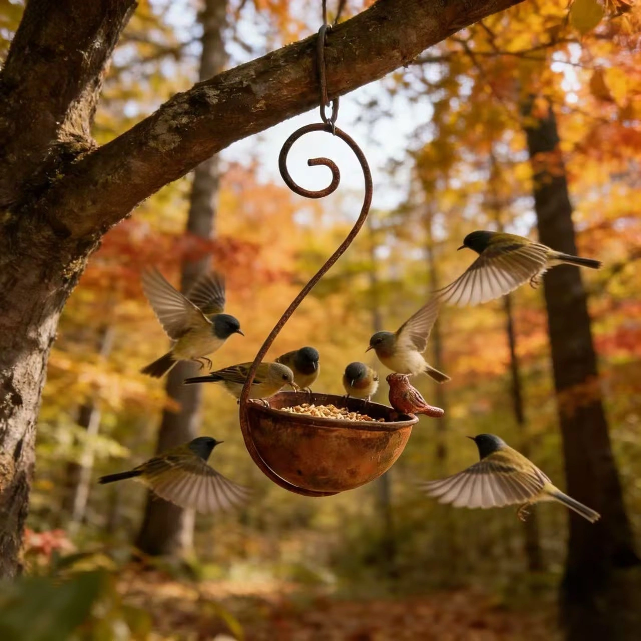 Vintage Curved Hanging Bird Feeder