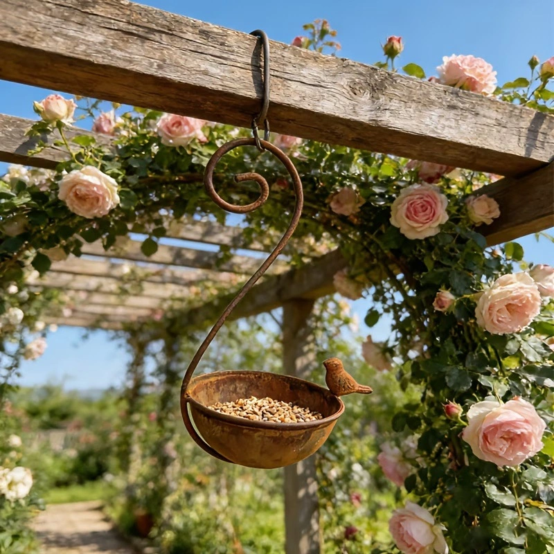 Vintage Curved Hanging Bird Feeder