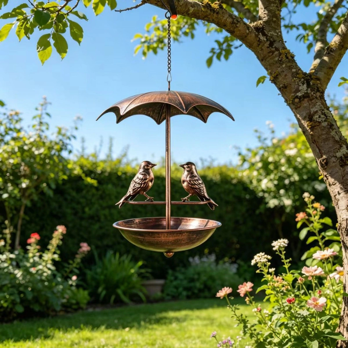 Vintage Umbrella Hanging Bird Feeder with Rain Cover