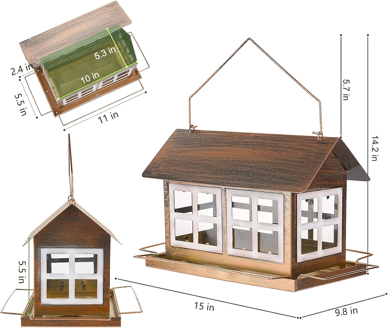 6lb Extra Large Metal House Bird Feeder