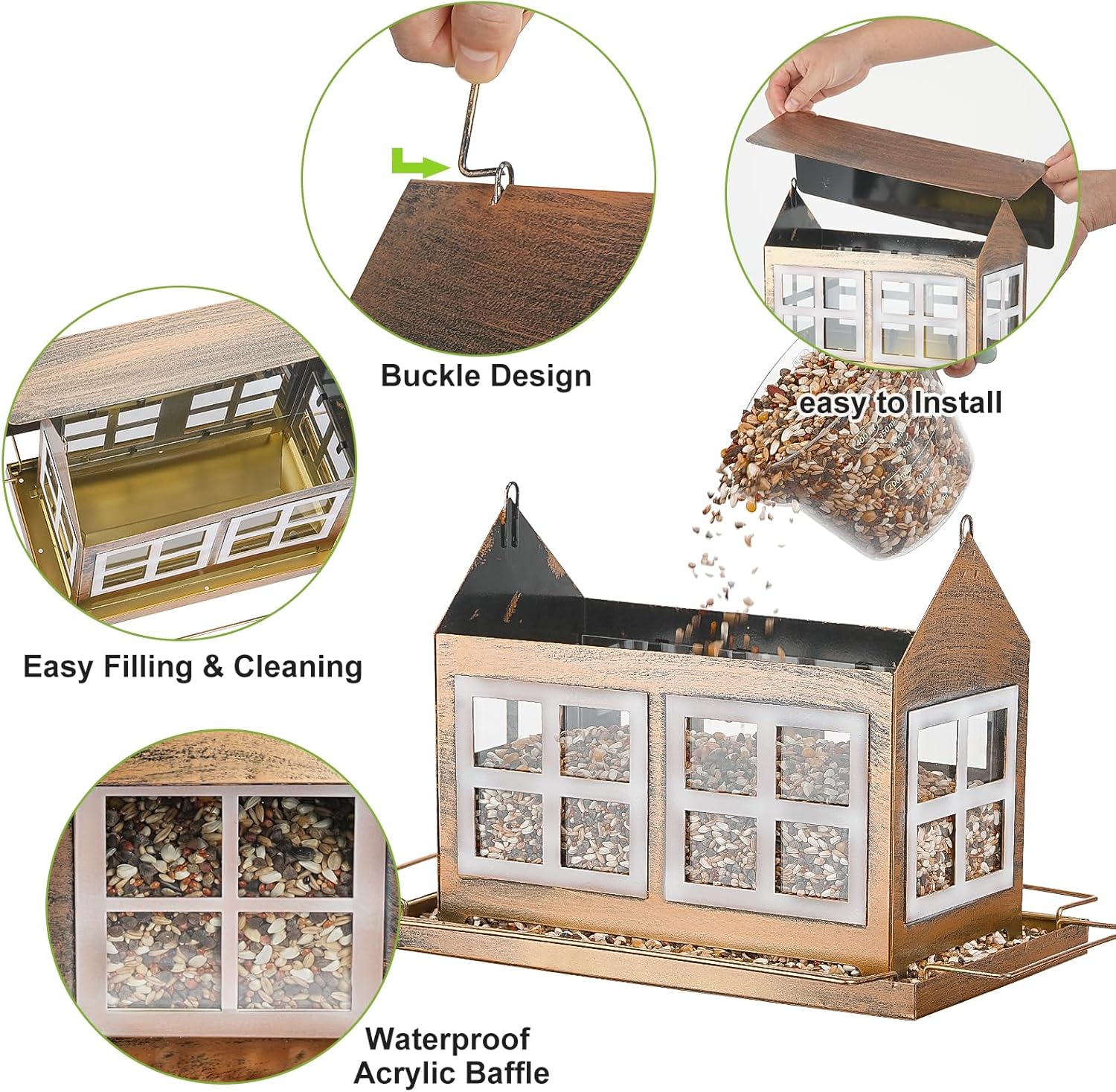 6lb Extra Large Metal House Bird Feeder