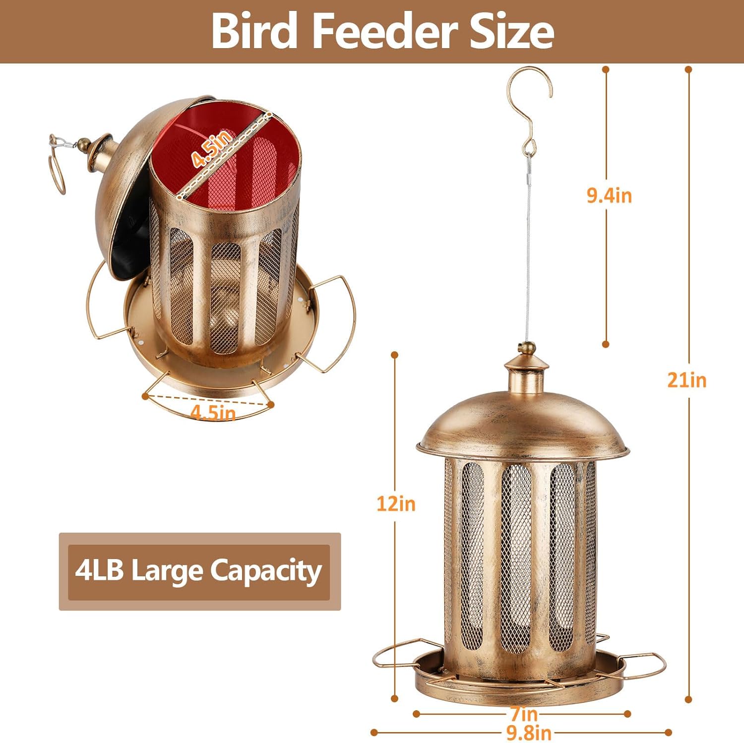4lb Cylindrical Vintage Street Light Bird Feeder