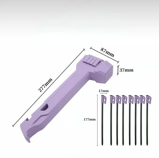 🔥50%OFF🔥🔨2-in-1 Tent Stake Hammer with 8 Stakes - 🙅♂️ Never Search for Scattered Pegs Again! 💪 