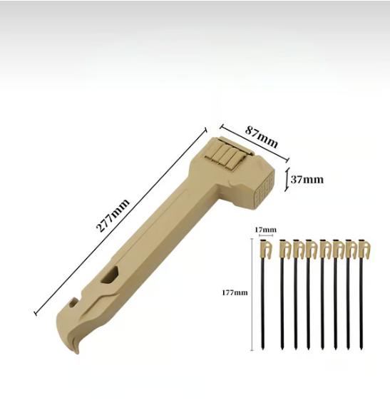 🔥50%OFF🔥🔨2-in-1 Tent Stake Hammer with 8 Stakes - 🙅♂️ Never Search for Scattered Pegs Again! 💪 