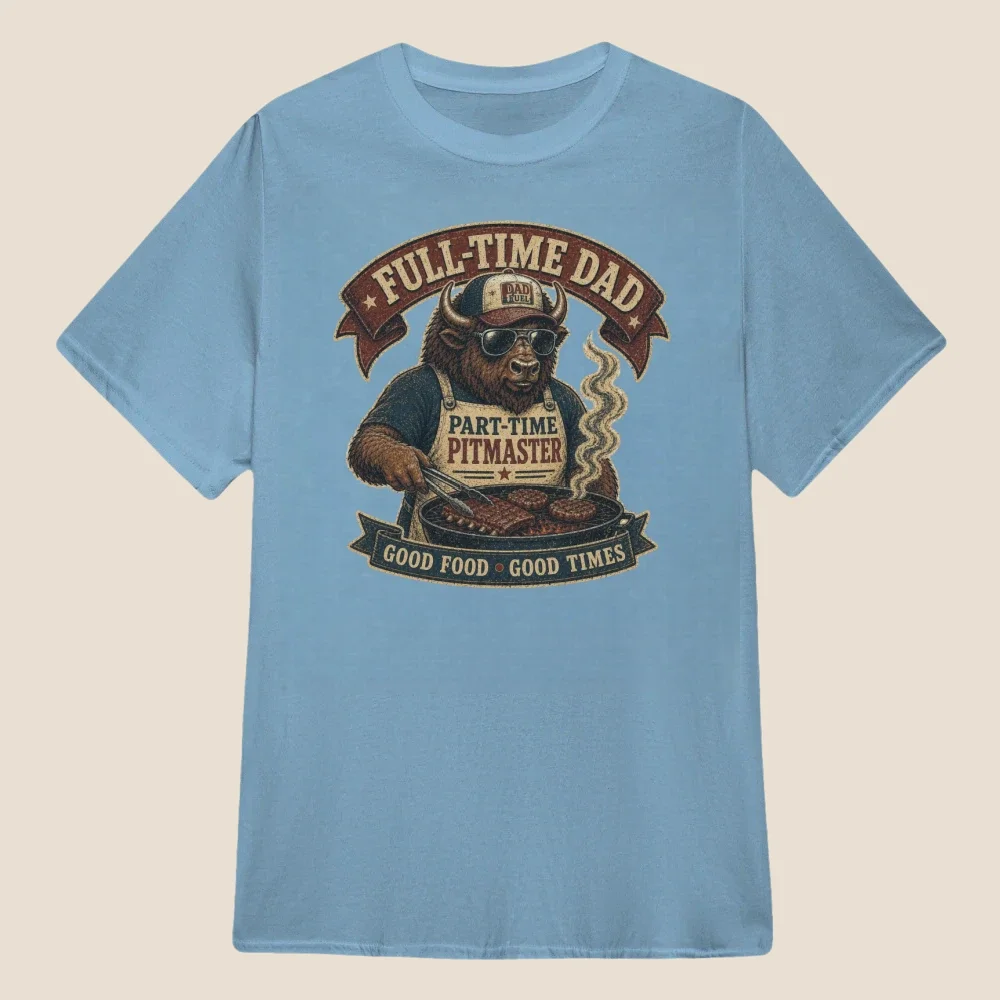 Full-Time Dad, Part-Time Pitmaster Bison BBQ Graphic| Classic Unisex Tee