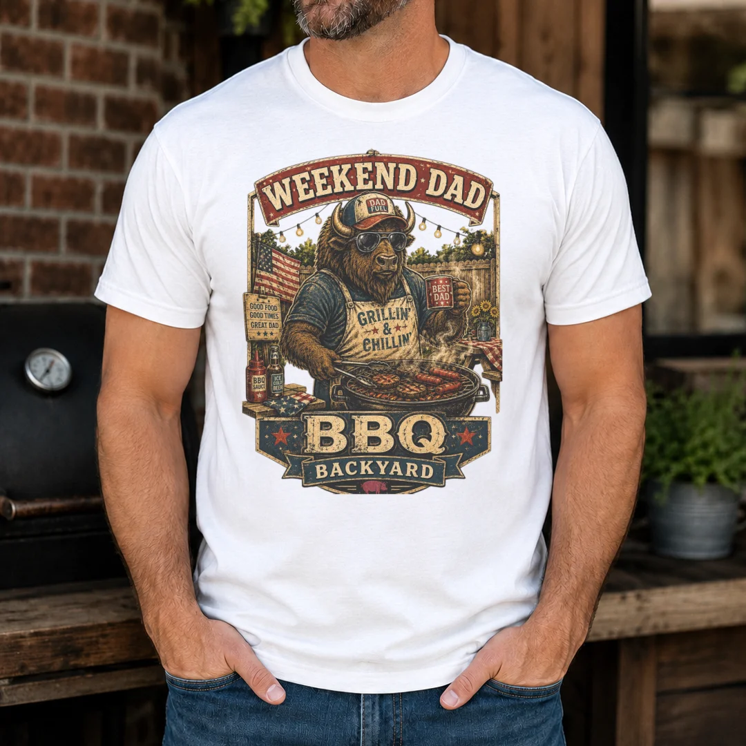 Patriotic Bison BBQ Dad Vintage Graphic|Classic Unisex Tee