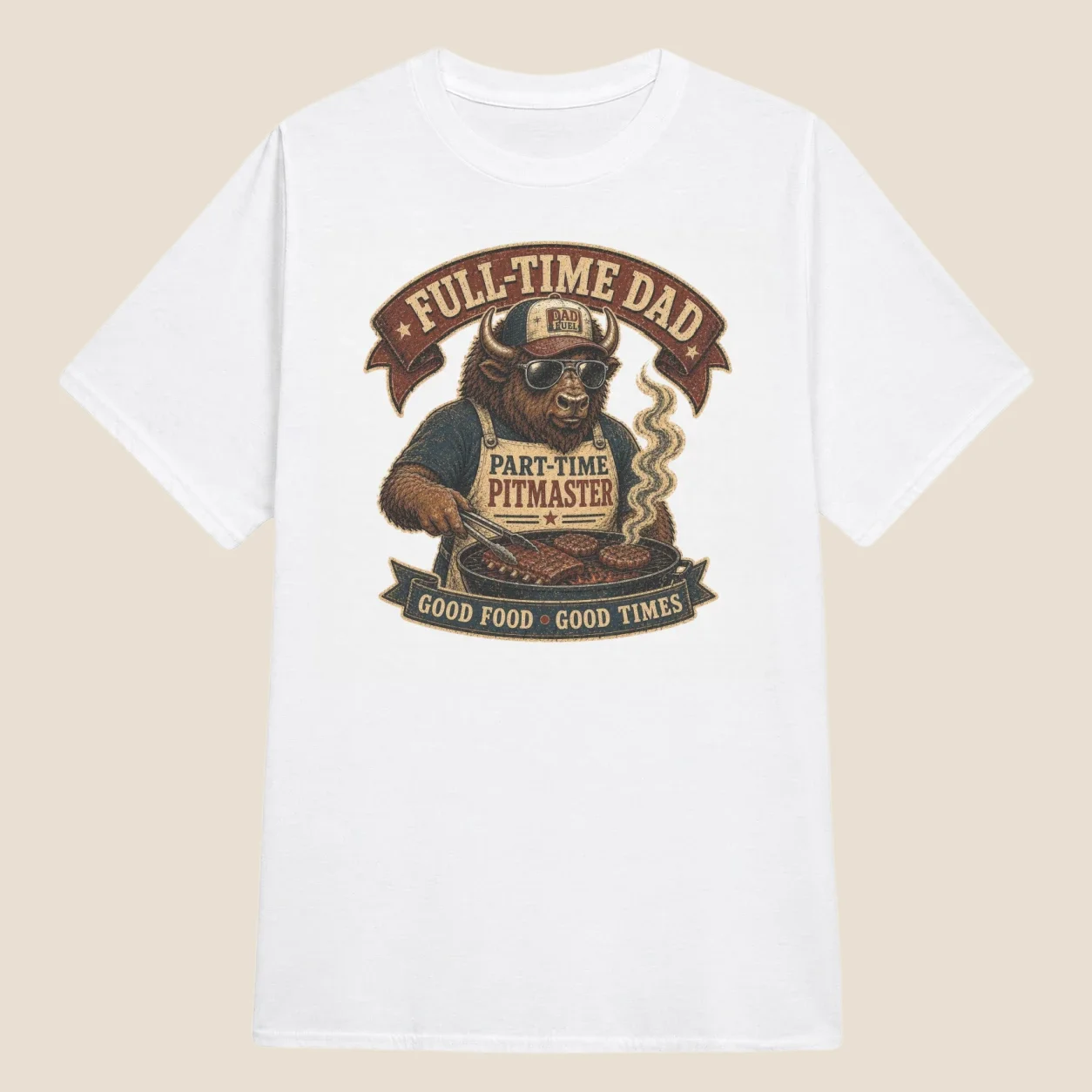 Full-Time Dad, Part-Time Pitmaster Bison BBQ Graphic| Classic Unisex Tee