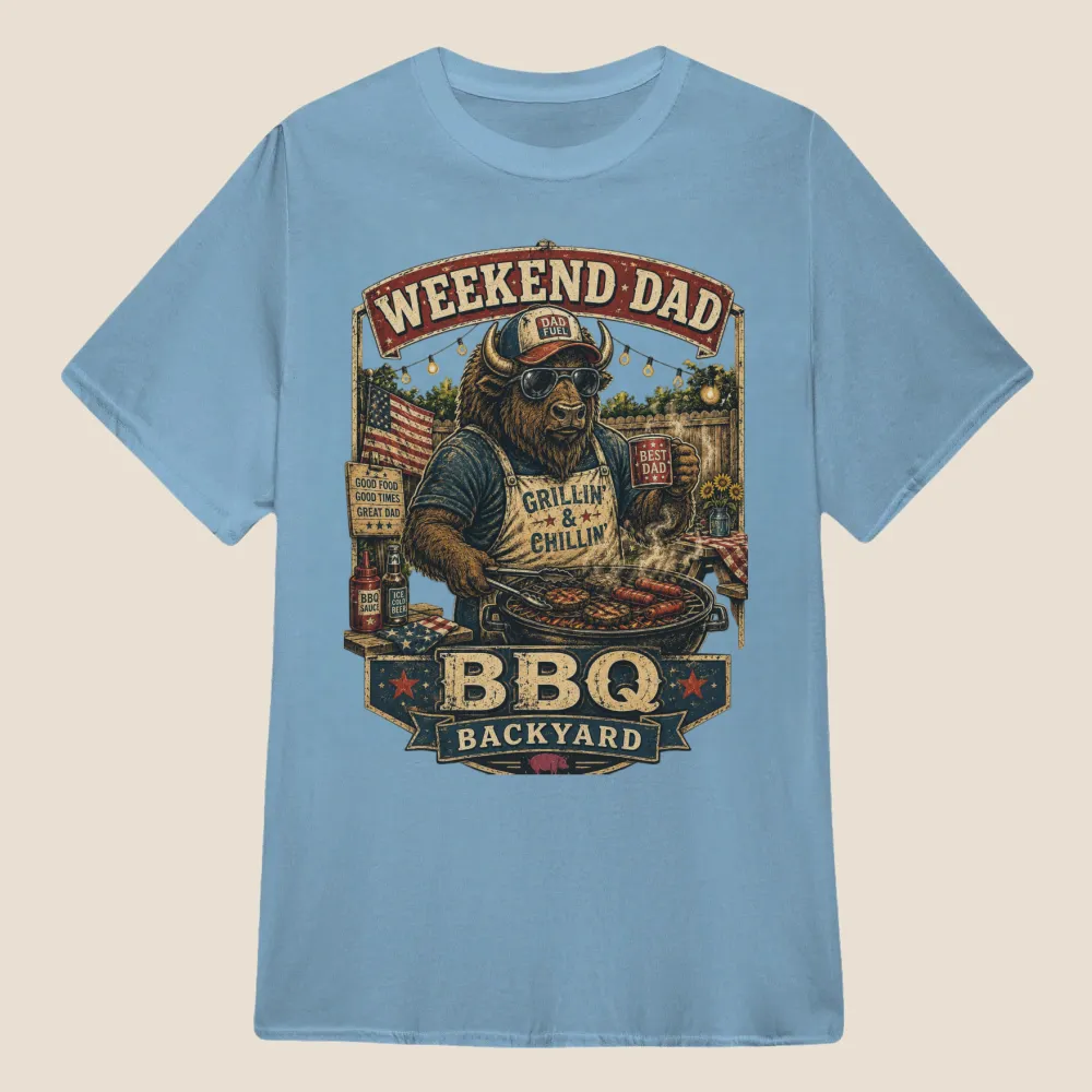 Patriotic Bison BBQ Dad Vintage Graphic | Classic Unisex Tee