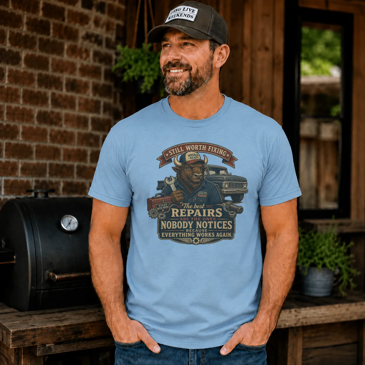 Still Worth Fixing Bison Mechanic Vintage Graphic |Classic Unisex Tee