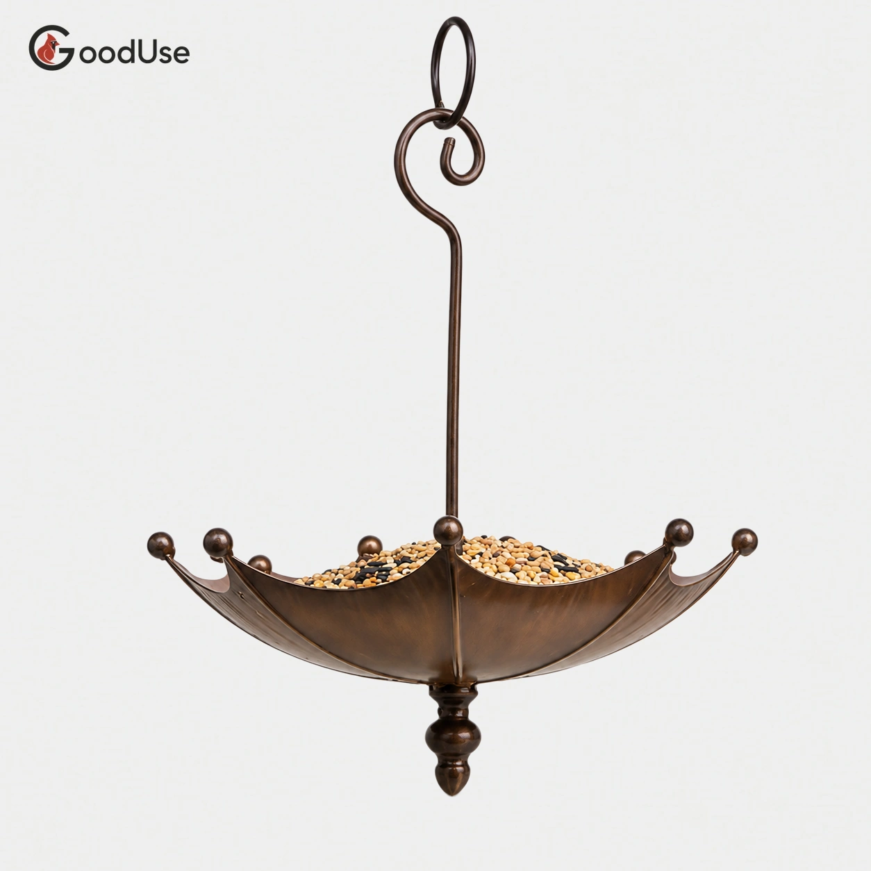 Vintage Umbrella Bird Feeder | Rustic Metal Bird Bath | Outdoor Garden Hanging Decor