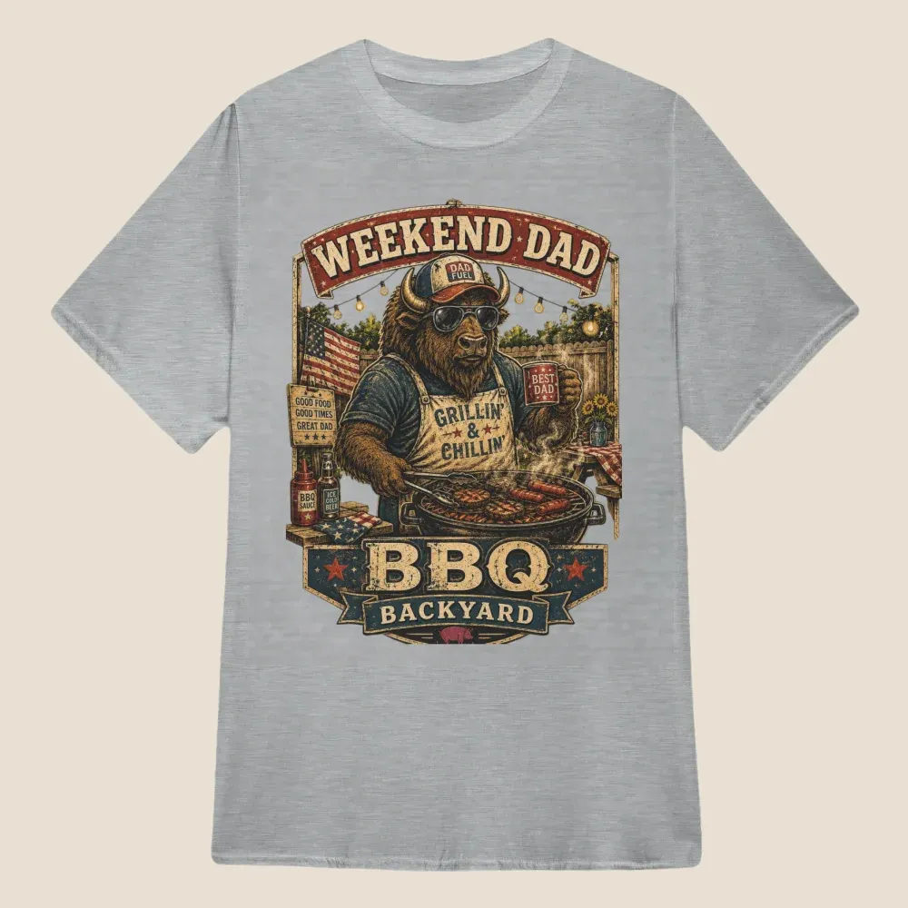 Patriotic Bison BBQ Dad Vintage Graphic | Classic Unisex Tee